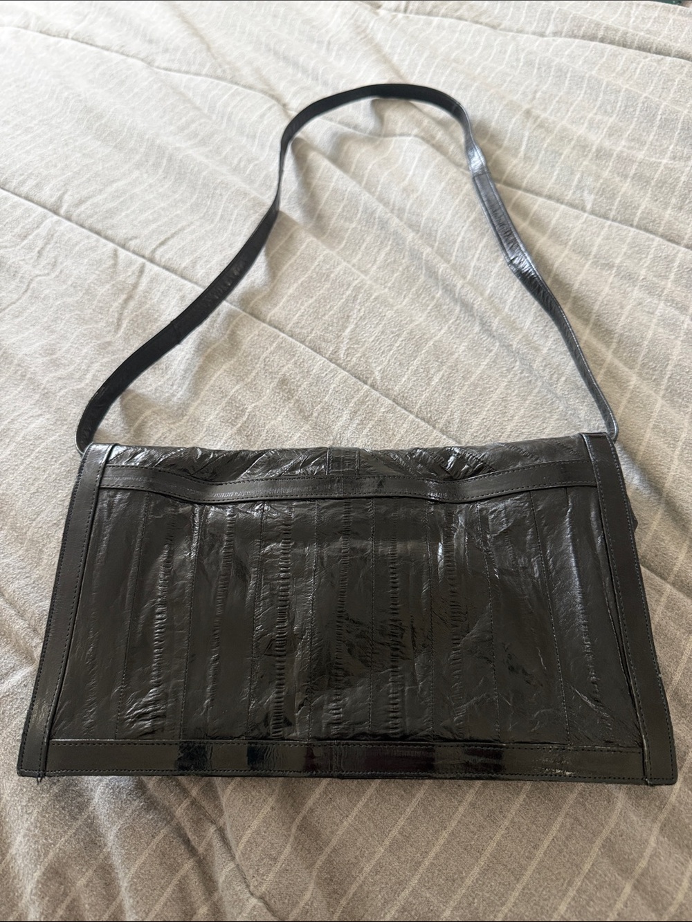 Vintage Black Eel Skin Purse Shoulder Bag - Picture 6 of 9